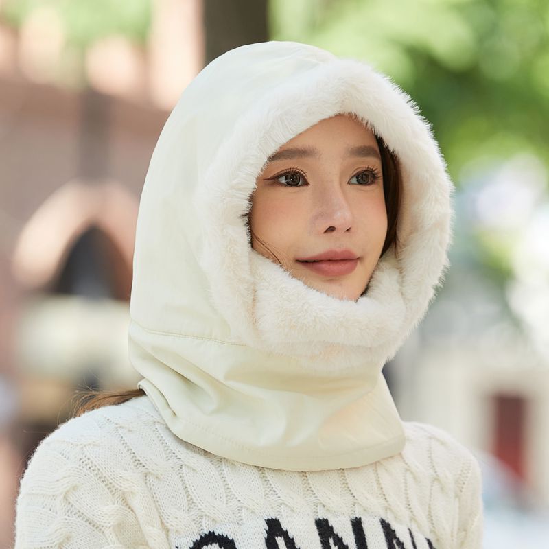 Caliente impermeable a prueba de viento Lei Feng sombrero Cuello de piel 2023 de invierno de las mujeres de esquí pullover Cap Otoño e Invierno forrado de lana engrosada