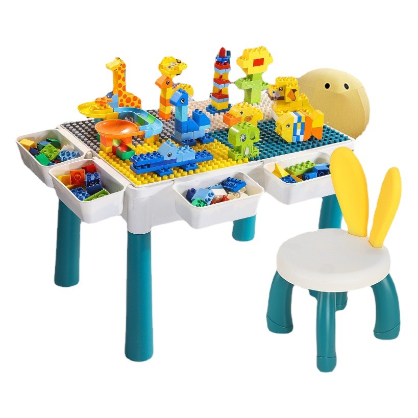 Compatible con Lego partículas grandes ensambladas juguetes educativos bebé desarrollo cerebro-Movimiento de los niños multi-funcional mesa de bloques de construcción para 3-6 años de edad