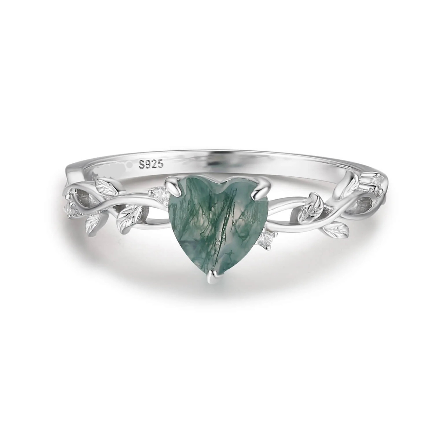 5g Weight Rings Classification 6, 7, 9 Ring Size 925 Sterling Silver Leaves Heart Shape Rings