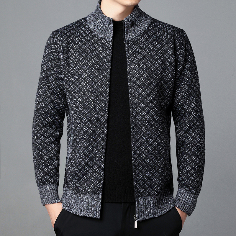 Rebeca transfronteriza medio suéter de cuello alto forrado de lana gruesa abrigo cálido otoño e invierno Nuevo suéter chaqueta de los hombres