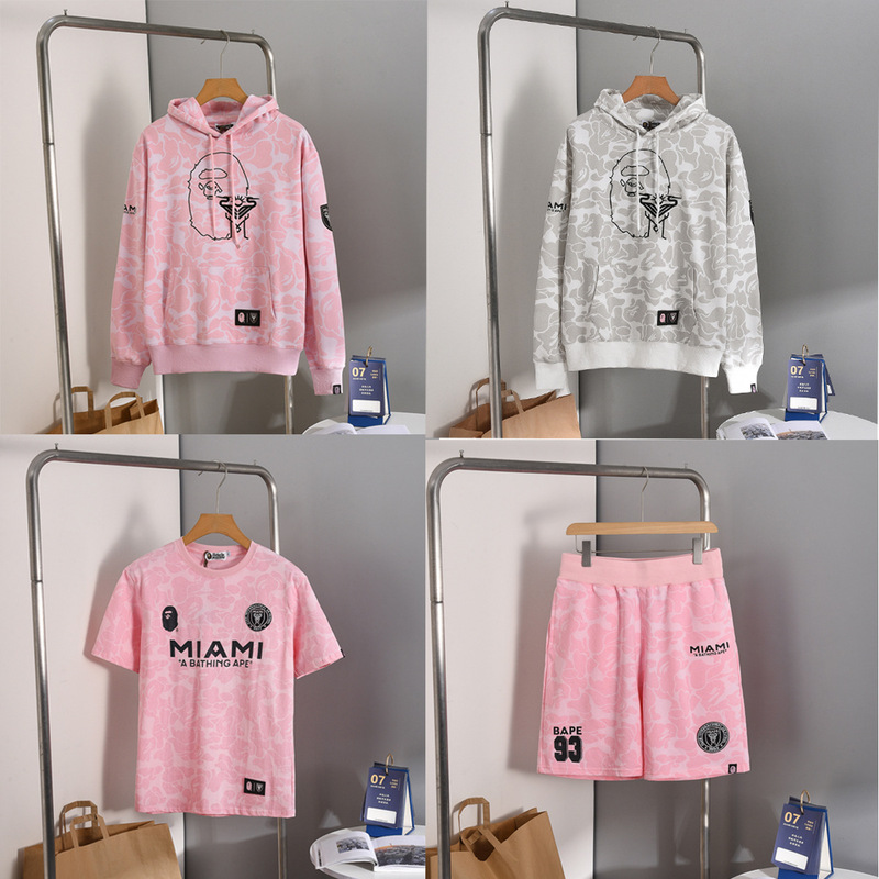 Bape X Miami International Ape Head Trendy Brand Printed Sweatshirt Autumn and Winter Hip-Hop Trendy Men's and Women's Ins Cross-Border