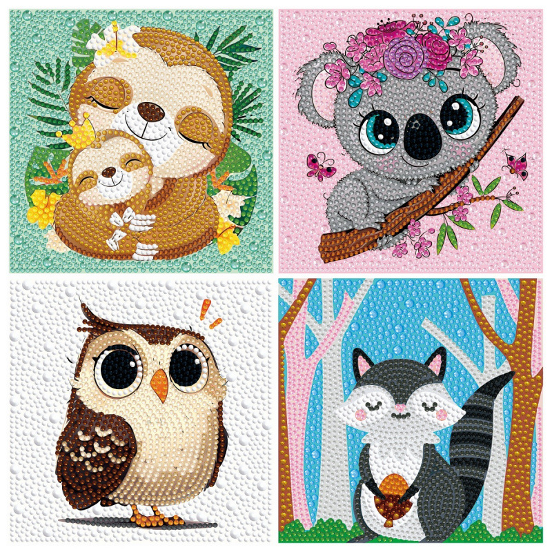 Transfronterizo Amazon nuevo dibujo de diamante infantil diy niña juguetes hechos a mano animal diamante dibujos animados pegatinas
