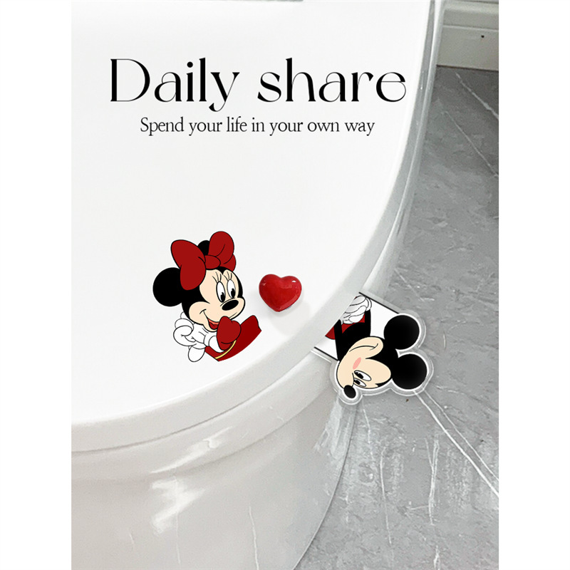 Acrylic Toilet Lid Lifter Does Not Dirty Hands Toilet Lid Lifter Creative Mickey Toilet Sticker Toilet Lid Handle
