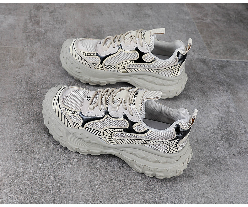 Giày sneaker chunky đế dày lưới thoáng khí xuân hè — Màu sâm panh chi tiết 14