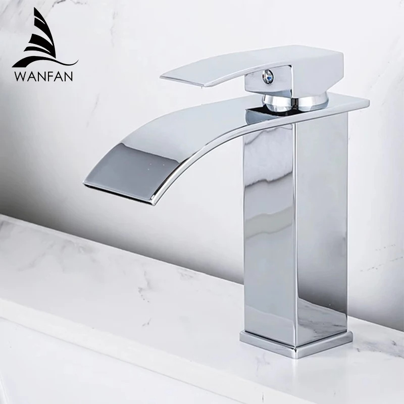 Bathroom basin faucet wide mouth waterfall hot and cold mixing faucet bathroom stainless steel plating bathroom cabinet faucet Bathroom basin faucet wide mouth waterfall hot and cold mixing faucet bathroom stainless steel plating bathroom cabinet faucet