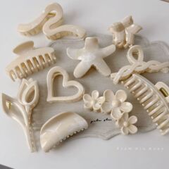 奶白色个性百搭海星鸡蛋花抓夹韩系洋气时尚简约鲨鱼夹发饰新款