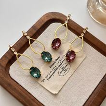 新款925耳环长款玻璃耳环高级感百搭洋气流苏精致几何小众耳饰批