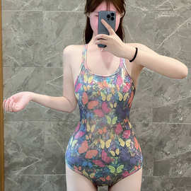 新款泳衣女款成人竞速连体游泳馆专用训练绝美露背遮肉显瘦游泳装