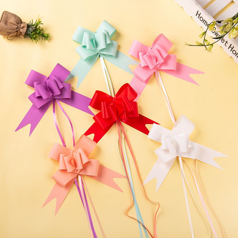 Venta al por mayor grande 50 elegante color sólido arco mano tire flor boda suministros boda coche regalo flor decoración flor dibujo