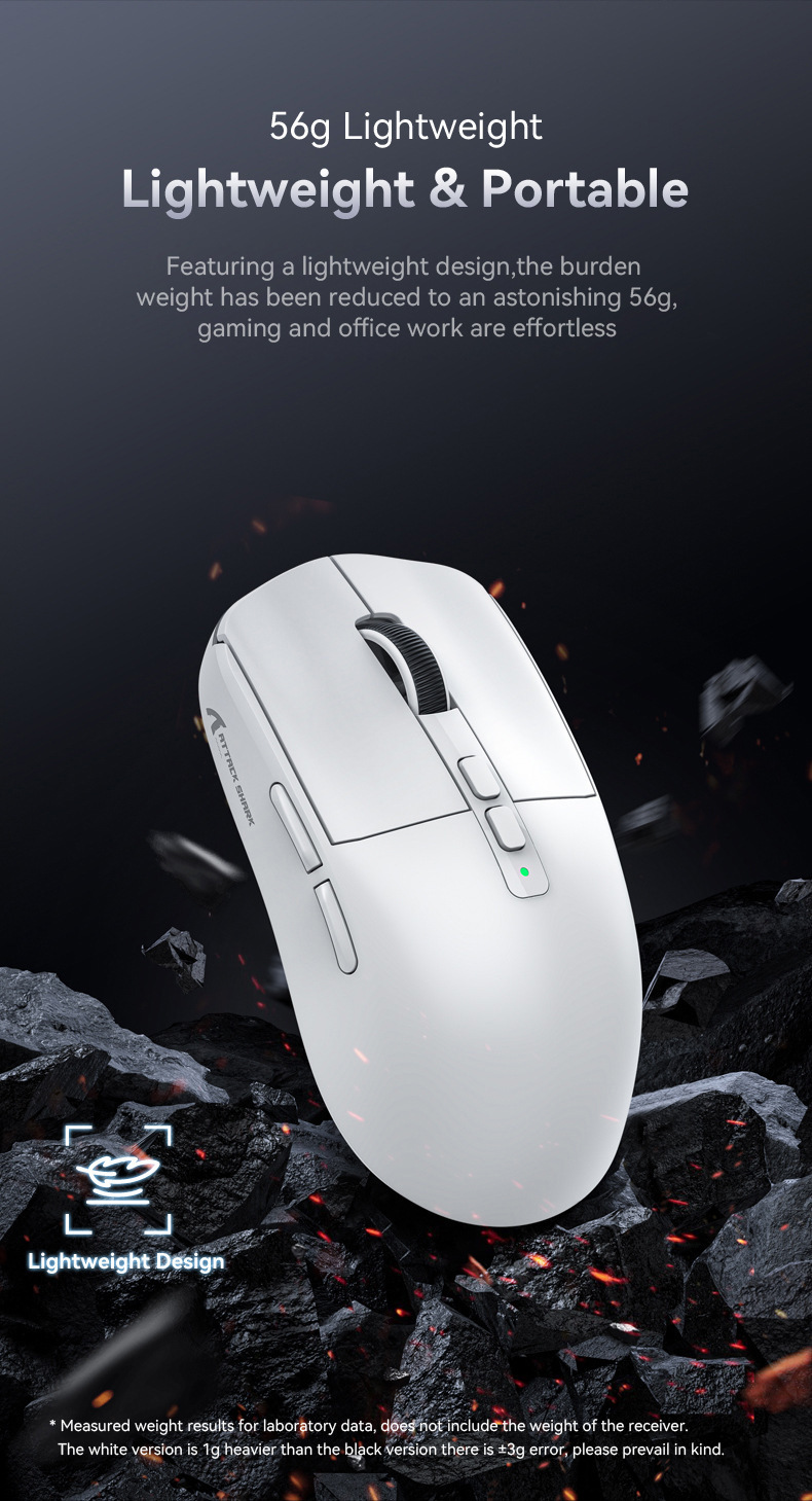 Attack Shark X6 Lightweight Wireless Gaming Mouse With Rgb Base_voghion.com