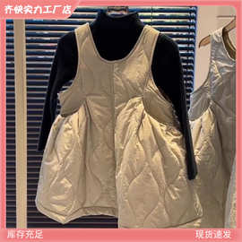 2024冬季女童连衣裙女孩韩版宽松夹背心裙儿童时尚休闲圆领公潮流