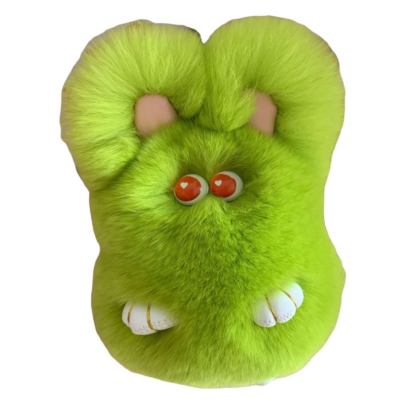 Imitación de piel de conejo Rex colgante de orejas de pie ojos rojos conejo llavero colgante ins mochila bolsa mochila colgando adornos