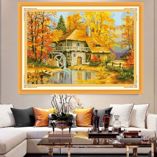 Monalisa cross stitch 2023 new autumn cottage living room bedroom small entrance handmade thread embroidery
