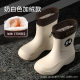 Rain boots women's 2024 new mid-tube waterproof non-slip water shoes fleece-lined fashion outer wear rain boots soft bottom rubber shoes