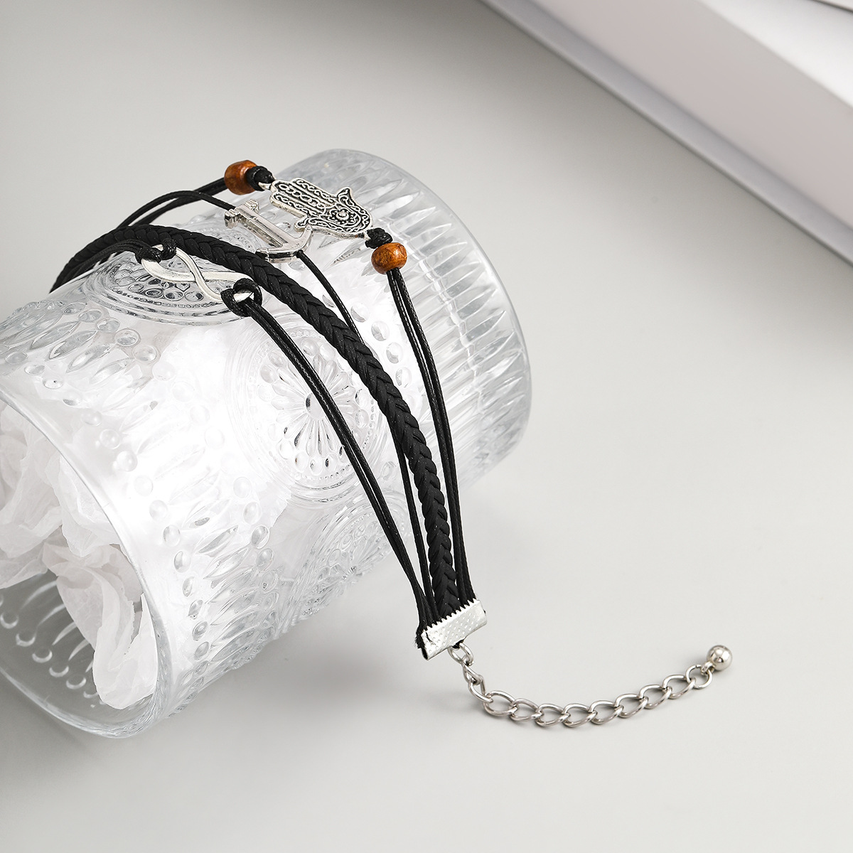 1 Piece Fashion Letter Palm Anchor Pu Leather Alloy Braid Menu0027S Bracelets