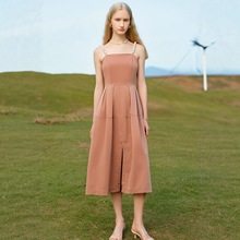 一手货源【石茜】品牌专柜撤柜！淑女风修身珍珠吊带连衣裙女25夏