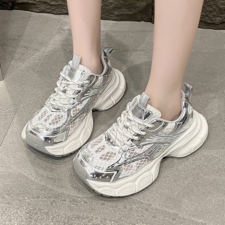 2025 Summer New European Platform Dad Shoes for Women, Mesh Breathable Lightweight Versatile Height-Increasing Casual Sneakers