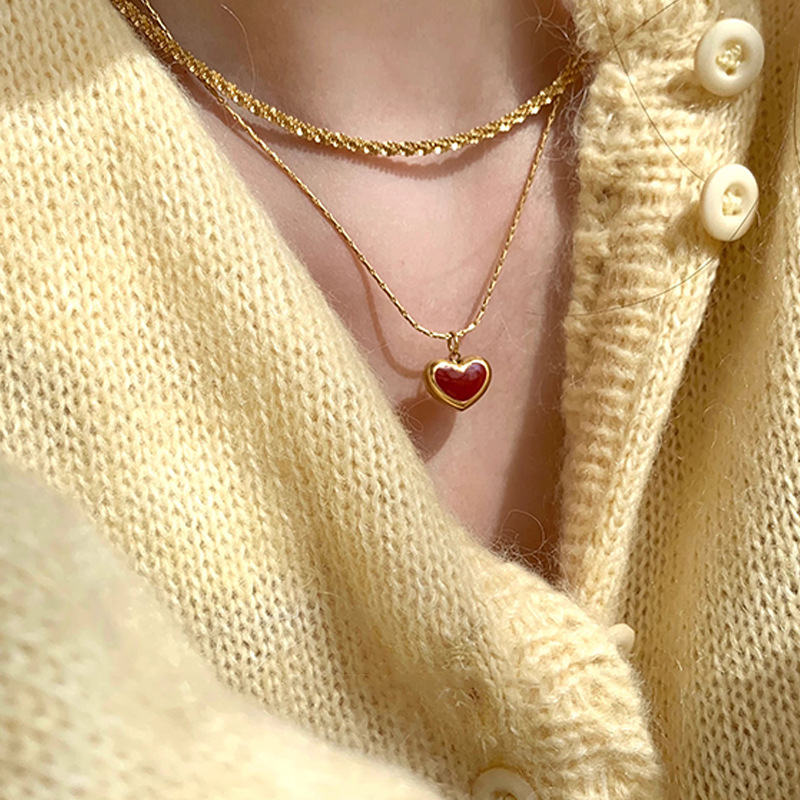 Drip Oil Love Necklace, beliebt im Internet, mit dem gleichen hochwertigen und minimalistischen Temperament. Halskette für Mädchen_voghion.com