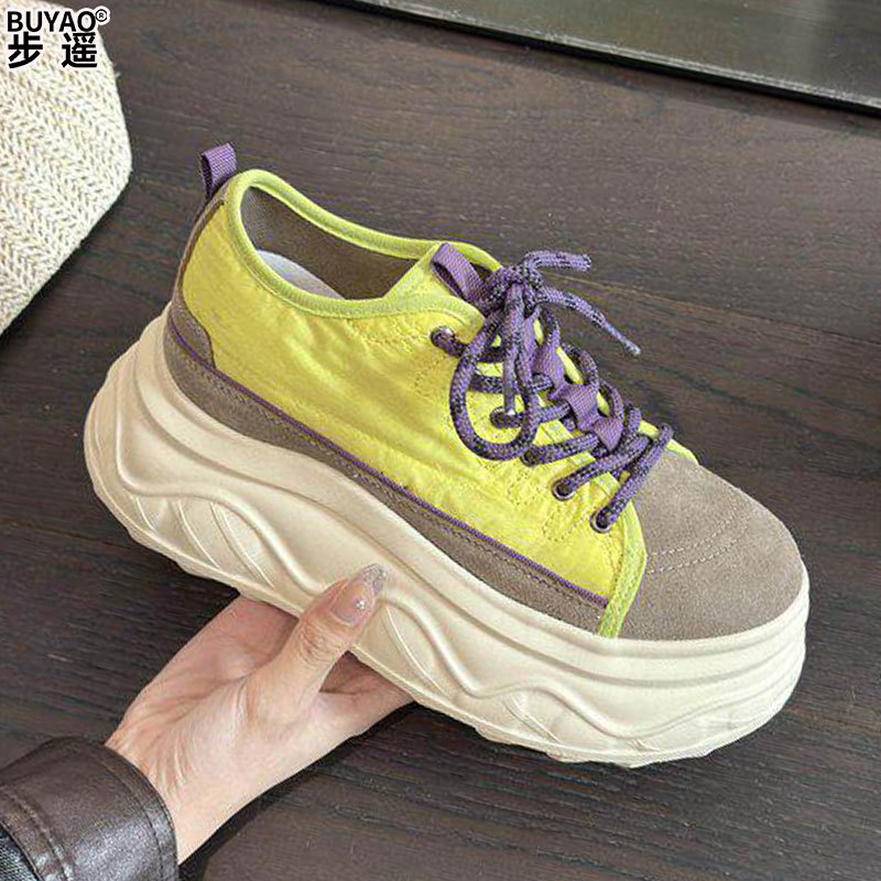 8cm Thick-Soled Height-Increasing Shoes for Petite Women, Summer Breathable Genuine Leather Sneakers, Comfortable Versatile Platform Shoes, Casual Single Shoes 8cm Thick-Soled Height-Increasing Shoes for Petite Women, Summer Breathable Genuine Leather Sneakers, Comfortable Versatile Platform Shoes, Casual Single Shoes