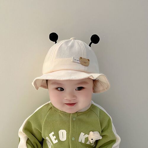 Korean Version Spring and Autumn New Pure Cotton Baby Fisherman Hat Cute Super Adorable Infant Sunshade Outing Bucket Hat