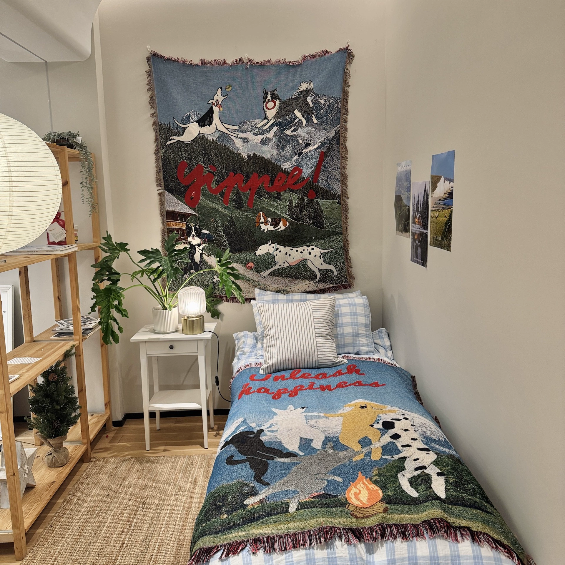 Unleash happiness original art dog paradise милый гобелен-ковер-плед