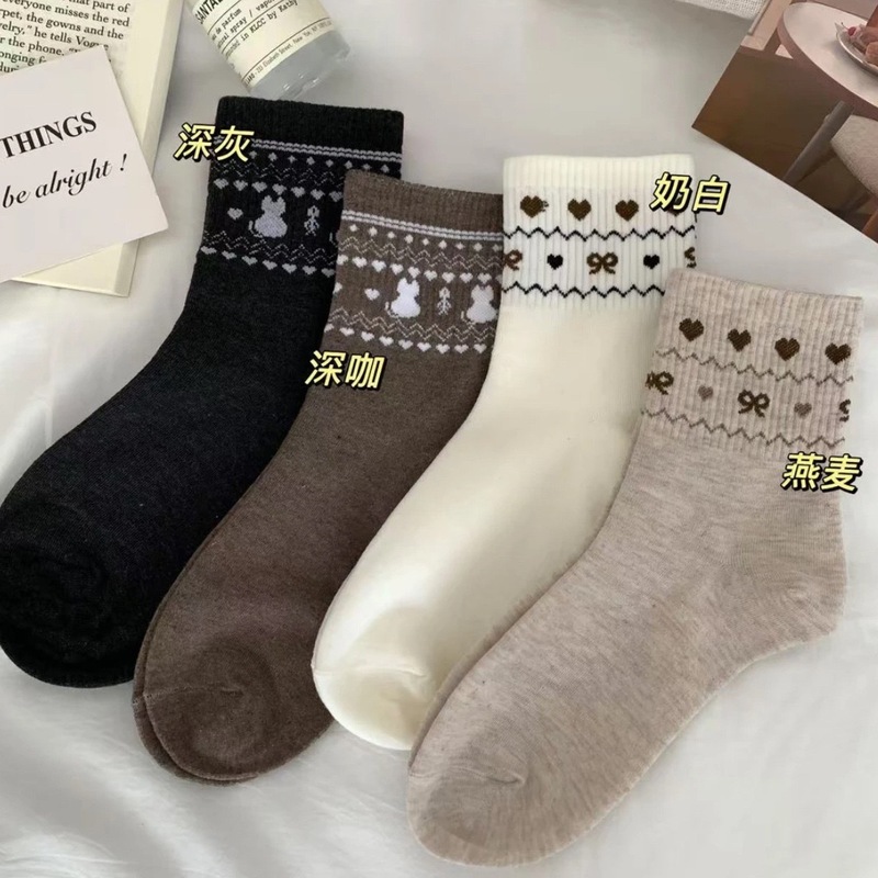 秋冬新品好看的袜子女中筒复古费尔岛堆堆袜美拉德休闲袜诸暨袜业|undefined