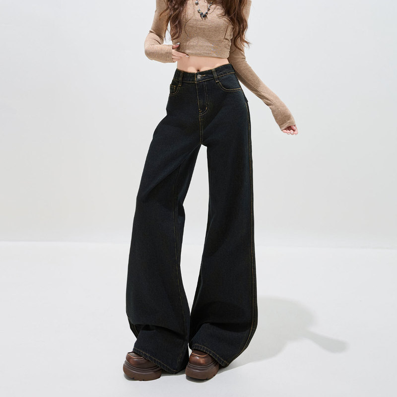 Dark Blue Low-Waist Flared Jeans for Women, New Spring/Summer Style, Slim Fit, Versatile, Retro, Non-Tight Flared Pants Dark Blue Low-Waist Flared Jeans for Women, New Spring/Summer Style, Slim Fit, Versatile, Retro, Non-Tight Flared Pants