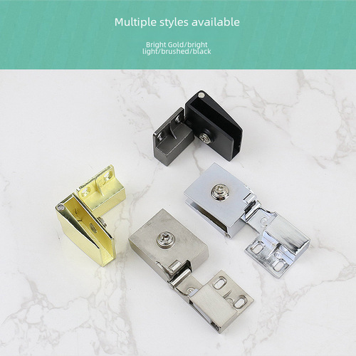 90-degree no-drill glass cabinet door hinge wine cabinet door clamp frameless stainless steel accessories glass hinge bottom seal