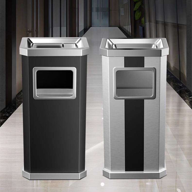 Stainless Steel Trash Can Public Smoking Area Smoke Extinguisher Vertical Hotel Commercial Smoking Trash Can with Ashtray Stainless Steel Trash Can Public Smoking Area Smoke Extinguisher Vertical Hotel Commercial Smoking Trash Can with Ashtray