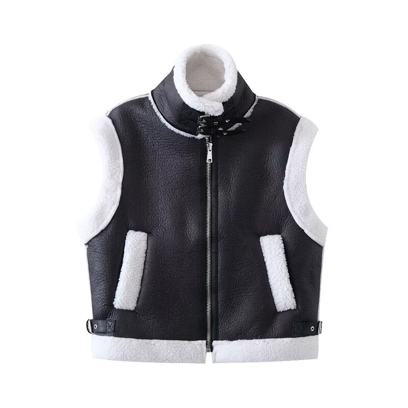 Cross-border 2024 Autumn and Winter New Fur One Lambswool Vest Loose Slimming Wearless Lambswool Jacket Coat