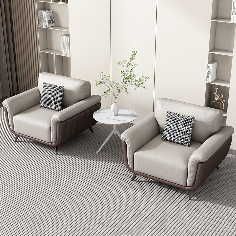 Sofá de oficina moderno simple sala de recepción sofá doble triple mesas de té combinación de sofá de oficina de cuero