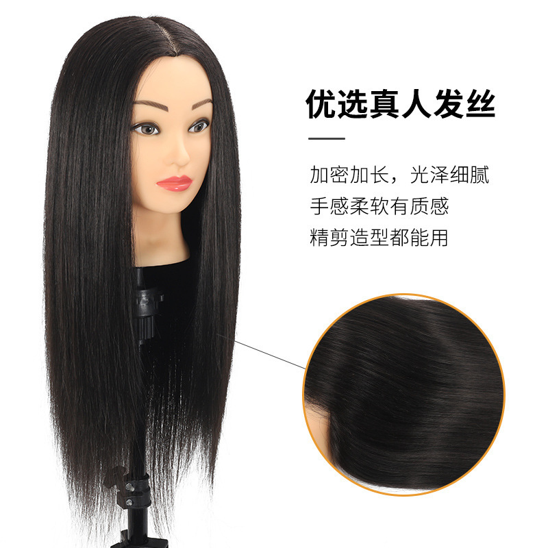 美容院の頭のモデルの見習いは髪を切ることを練習します。|undefined