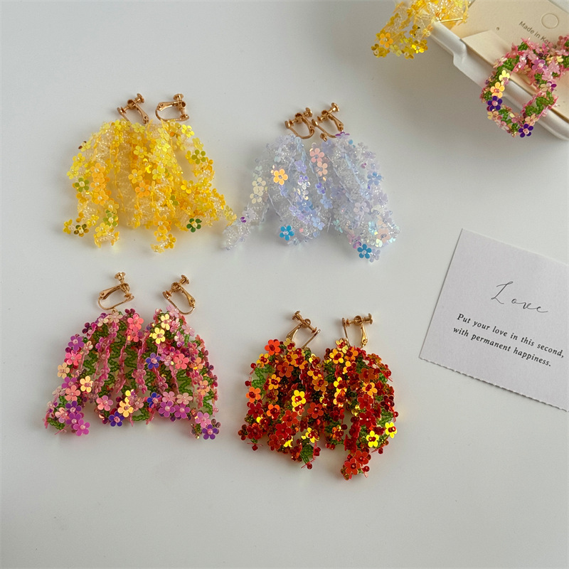 25g Weight Silver Ear Needle Material Drop Earrings Classification 1 Pair Quantity Holiday, Daily Occasion PVC Material Colorful Pattern All Seasons Season Women's Gender Sequins Design Elegant, Ethnic Style Style 1 Pair Elegant Ethnic Style Colorful Sequins PVC Drop Earrings 15