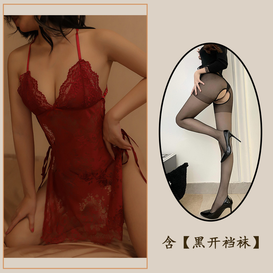 버건디 + 블랙 가랑이 없는 양말