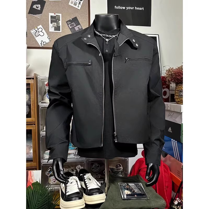 Cleanfit Short Padded Shoulder Jacket for Men, High-End, Stylish, Trendy Brand, Autumn and Winter American High Street Harrington Jacket Cleanfit Short Padded Shoulder Jacket for Men, High-End, Stylish, Trendy Brand, Autumn and Winter American High Street Harrington Jacket