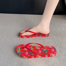 大红花人字拖鞋女外穿夏季新款软底防滑豹纹夹脚夹板拖沙滩鞋外贸
