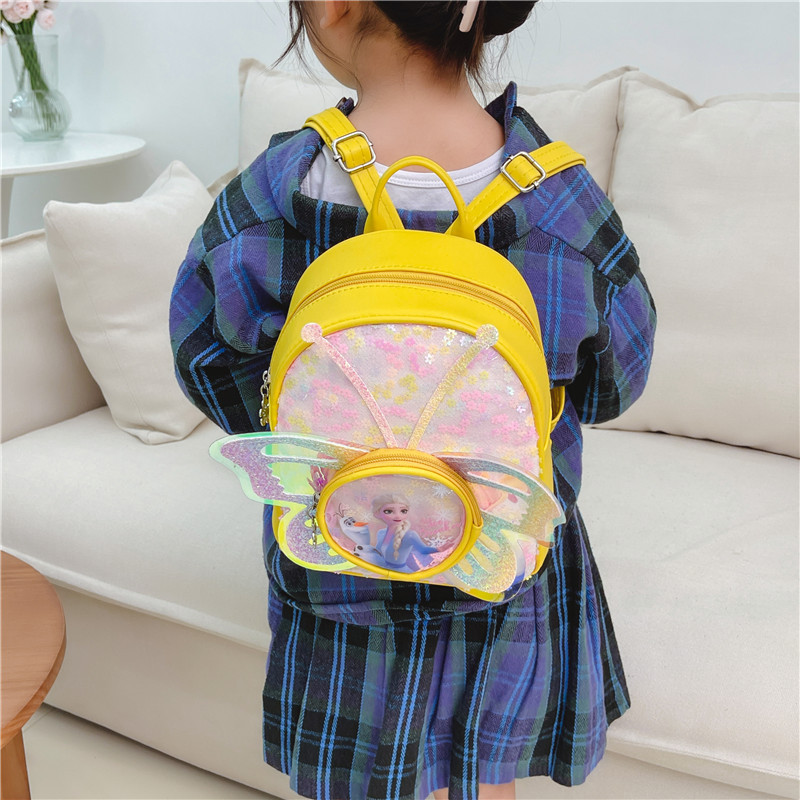 Mochila para niños, novedad de 2023, bonita mochila de dibujos animados, bolso escolar de moda para niñas pequeñas de cuero suave con lentejuelas y mariposas, a la moda