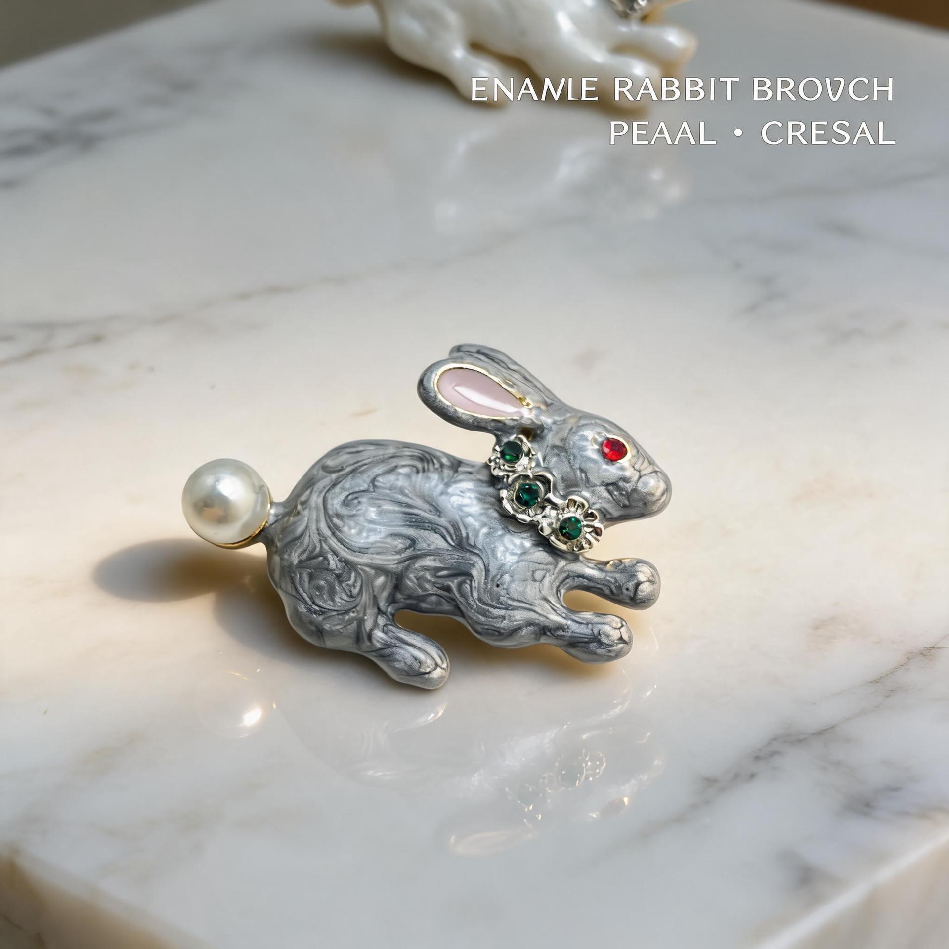 European and American cross-border Easter cute bunny brooch, vintage enamel oil-drip pearl rabbit brooch, manufacturer wholesale