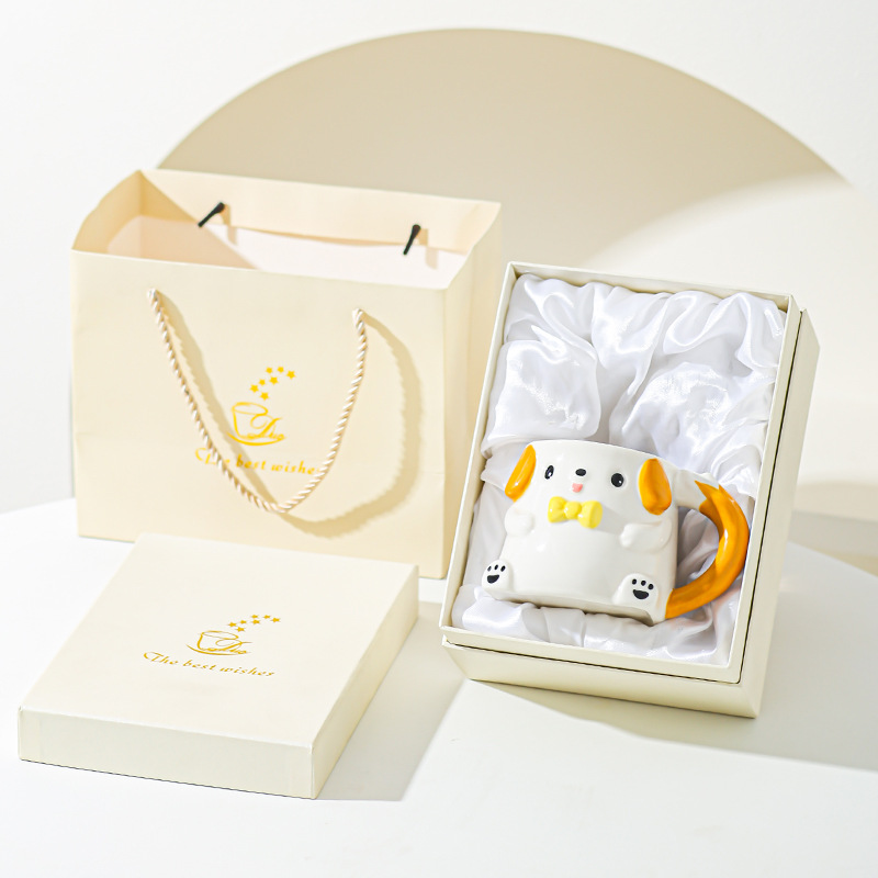 Cute caricatura cachorro taza de cerámica taza de marca taza de leche taza de agua casera taza de pareja para chicas