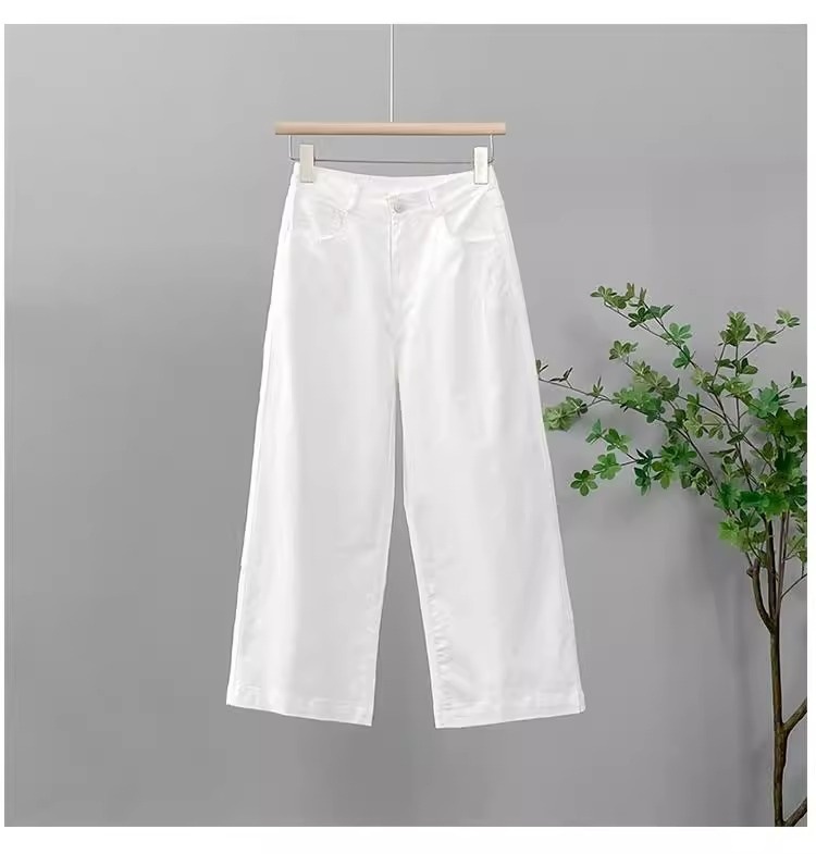 Quần ống đứng nữ cạp cao mỏng nhẹ mùa hè, dáng suông rộng rãi, ống hẹp dần — Màu hồng [tám điểm kiểu mùa hè] chi tiết 16