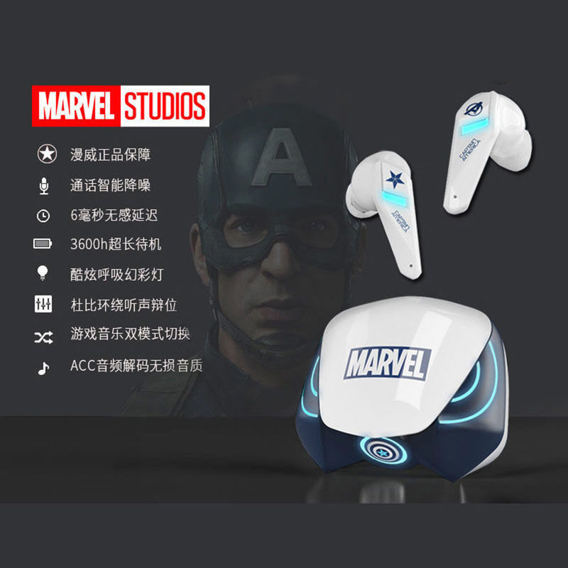 マーベルIP提携Bluetoothヘッドセット、ワイヤレスイヤークリップ、オーバーイヤー型、eスポーツ、ゲーム、スポーツ、クール、クロスボーダー、ドロップシッピング対応|undefined