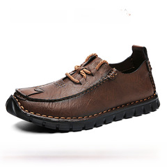 跨境男士皮鞋秋季新款大碼戶外運動防滑系帶軟底男鞋休閒皮鞋