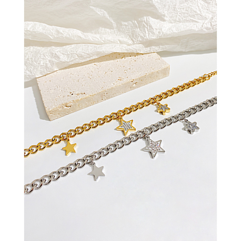 Simple Style Star Stainless Steel Inlay Zircon Bracelets 1 Piece