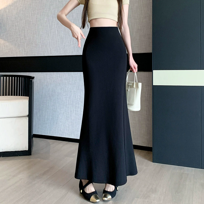 [Весенне-летний стиль] Юбка «рыбий хвост» Женская весенне-летняя слегка эластичная тонкая юбка с высокой талией Юбка трапециевидной формы средней длины