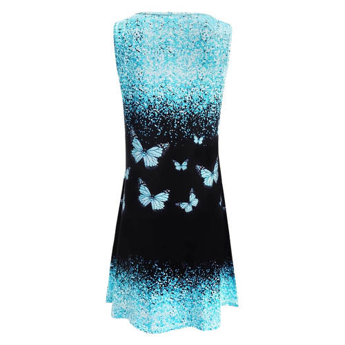 2025 European and American Fashion Sleeveless Butterfly Gradient Print Blouse Dress