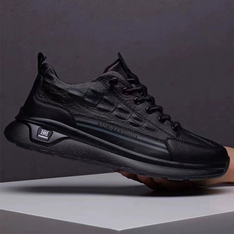 Модная повседневная обувь с крокодиловым узором, летающая мужская кожаная обувь для кондиционирования воздуха, Мужская Легкая Роскошная амортизирующая обувь, нескользящая непромокаемая громоздкая обувь