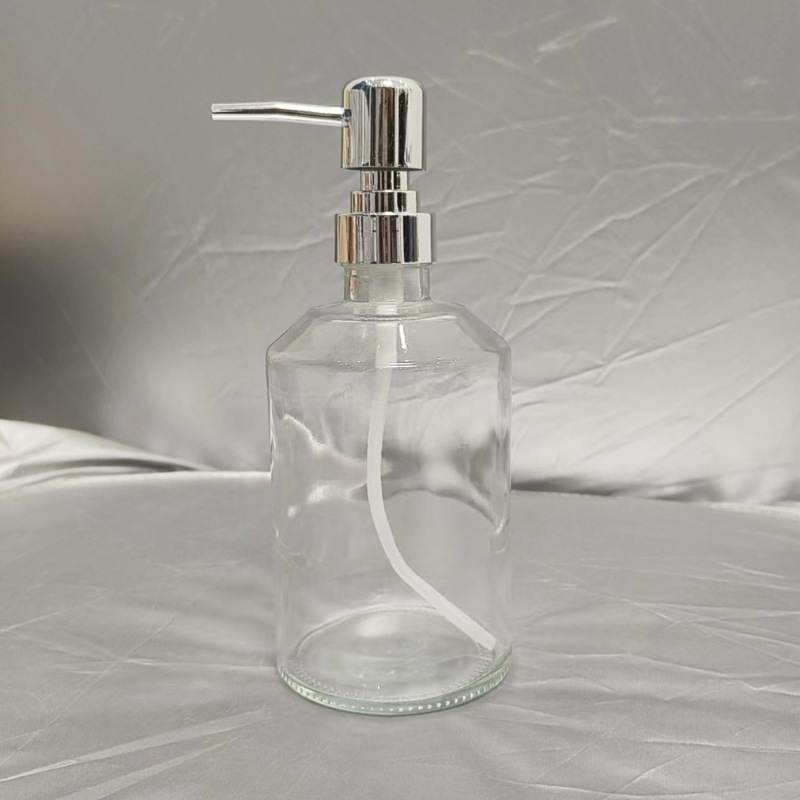 El fabricante suministra 420ml de desinfectante de manos, botella de vidrio transparente de color de patrón vertical cuadrado, botella de desinfectante de manos, vidrio