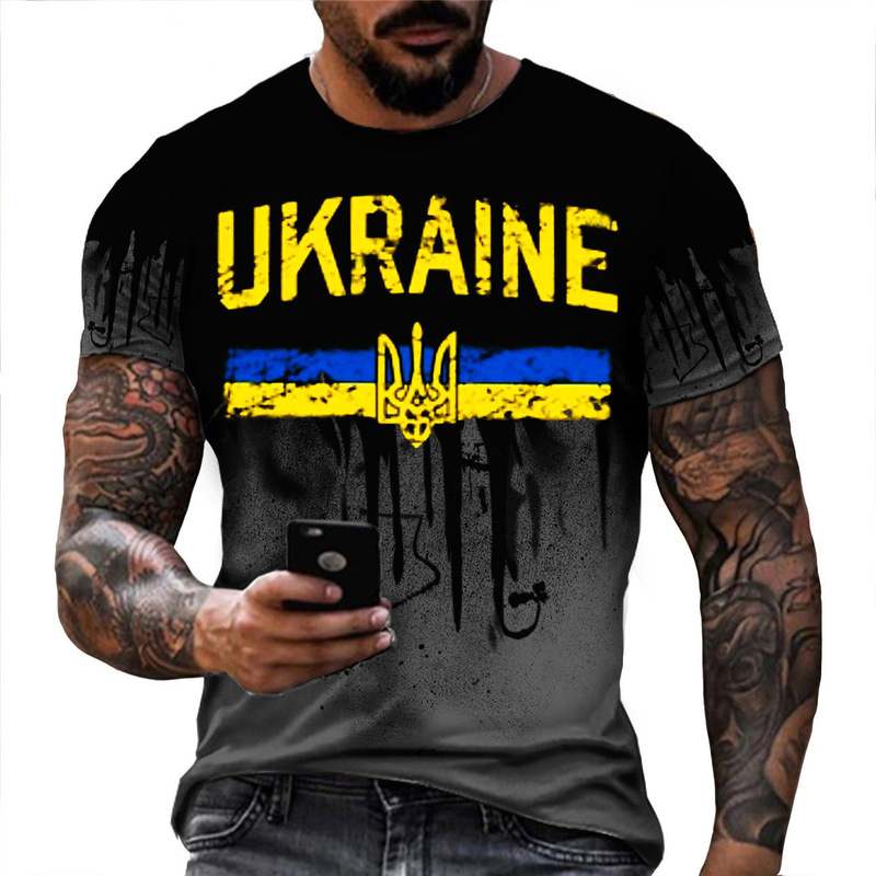 European and American Cross-Border Export Ukrainian T-Shirt 3D Men's Ukrainian Army Top T-Shirt Ukrainian Flag Logo t European and American Cross-Border Export Ukrainian T-Shirt 3D Men's Ukrainian Army Top T-Shirt Ukrainian Flag Logo t