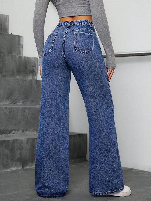 欧美跨境女装牛仔裤 25秋季新款花朵烫钻宽松直筒牛仔长裤女JEANS|undefined