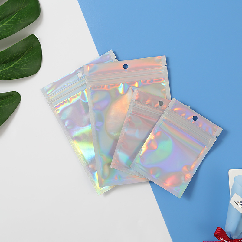 时尚透明镭射自封袋 复古风包装袋饰品密封塑料包装袋 通用包装袋